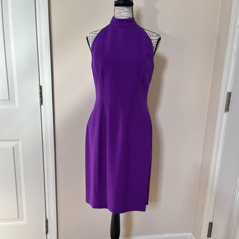 Vintage Gillian Purple Woven Silk Sleeveless Dress, Size 4